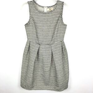 Ya Los Angeles Black White Gold Stripe Sleeveless Short Crew Neck Dress Sz S